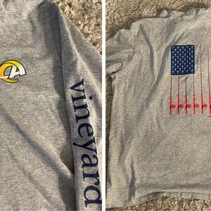 Vineyard Vines x LA Rams XL Heather Gray Long Sleeve Tee NFL Logo Sleeve Print